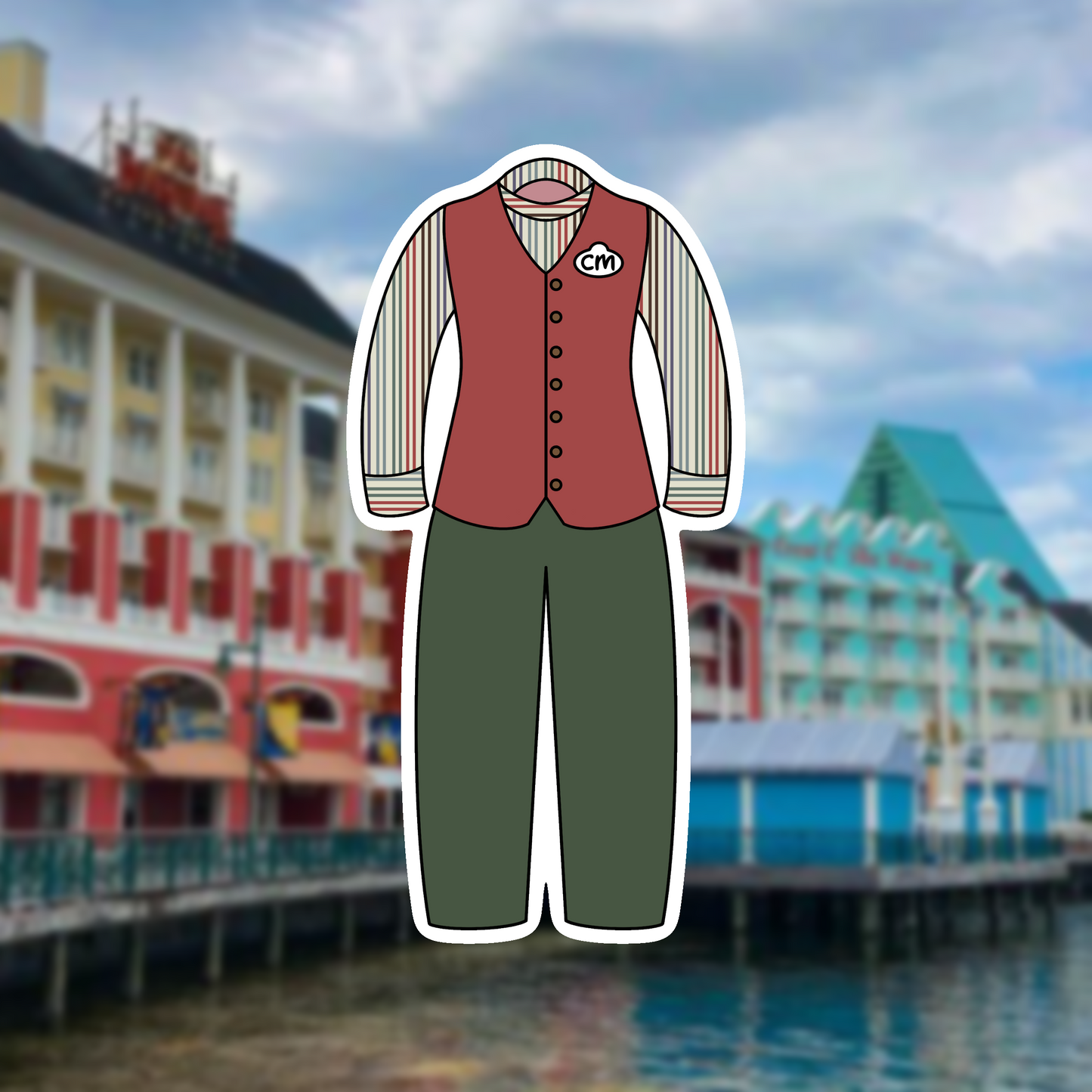 Boardwalk Resort Cast Member Costume Glossy Sticker