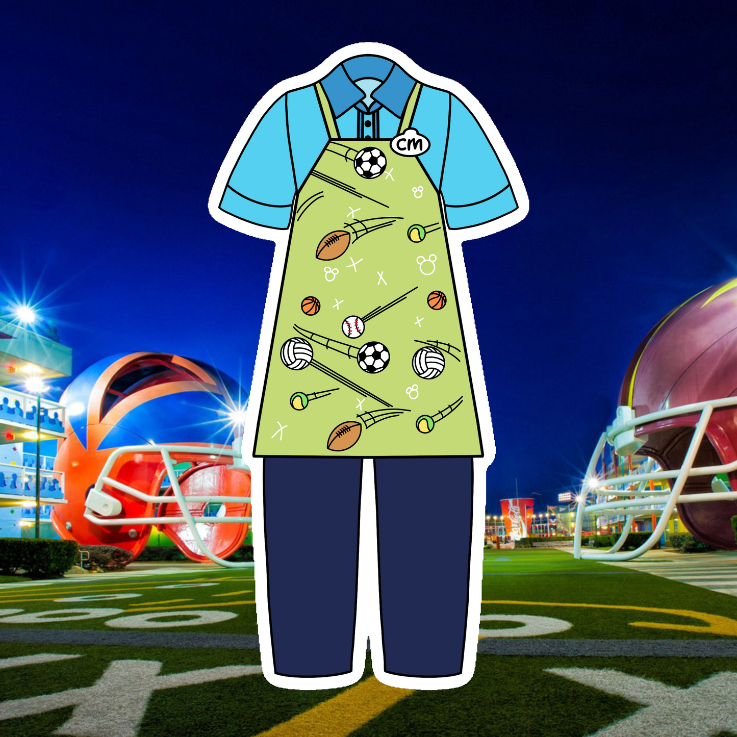 All Star Sports Resort Cast Member Costume Glossy Sticker
