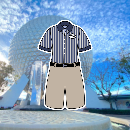 Outdoor Vending Striped World Showcase Cast Member Costume Glossy Sticker