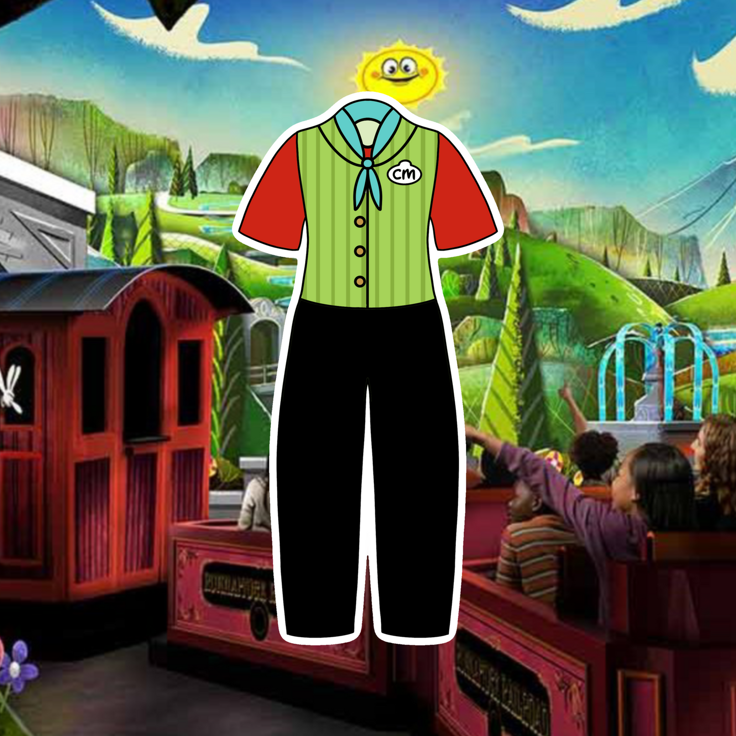 Runaway Railway Attractions Cast Member Costume Glossy Sticker