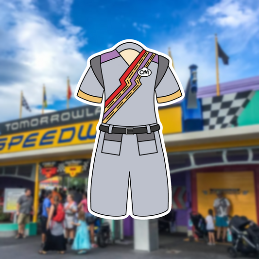 Tomorrowland Speedway Attractions MK Cast Member Costume Glossy Sticker