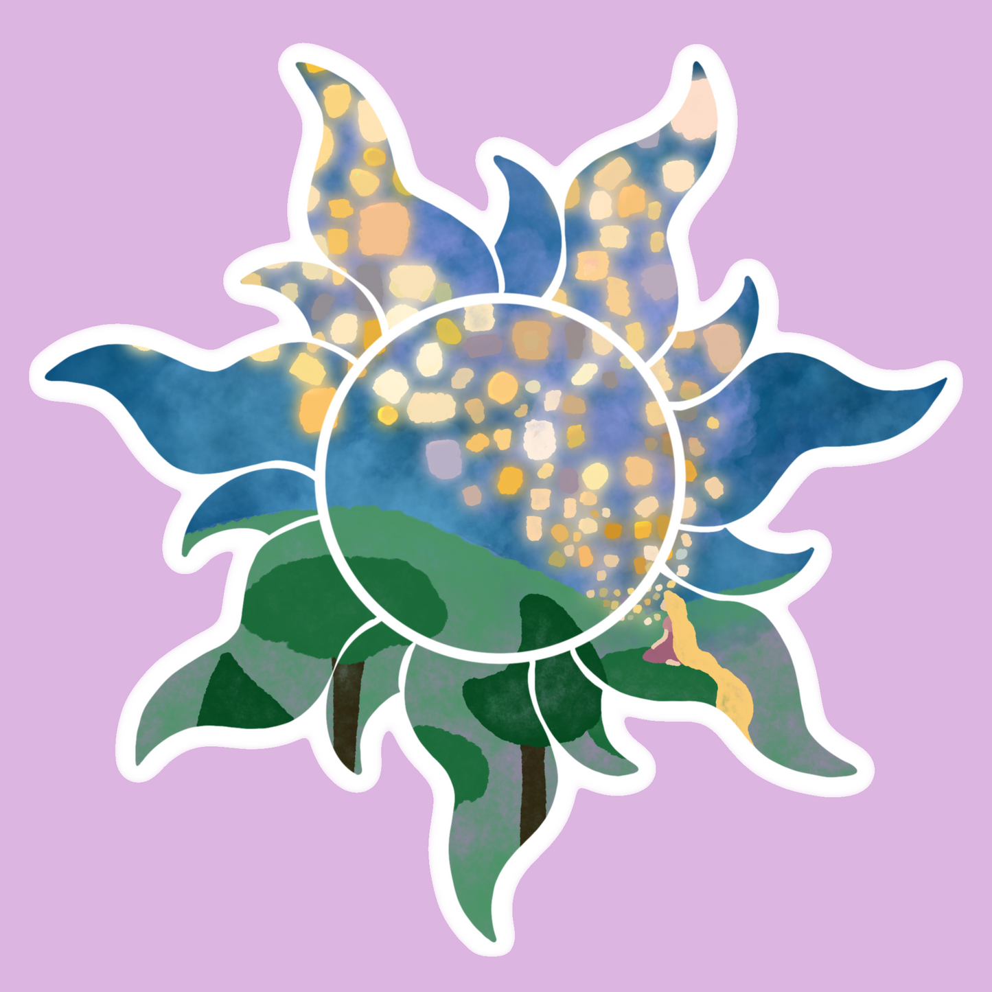 Punzie Floating Lights Painting Glossy Sticker (magical sticker collection)