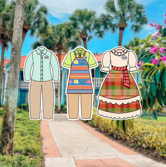 Caribbean Beach Resort Cast Member Costume Glossy Sticker