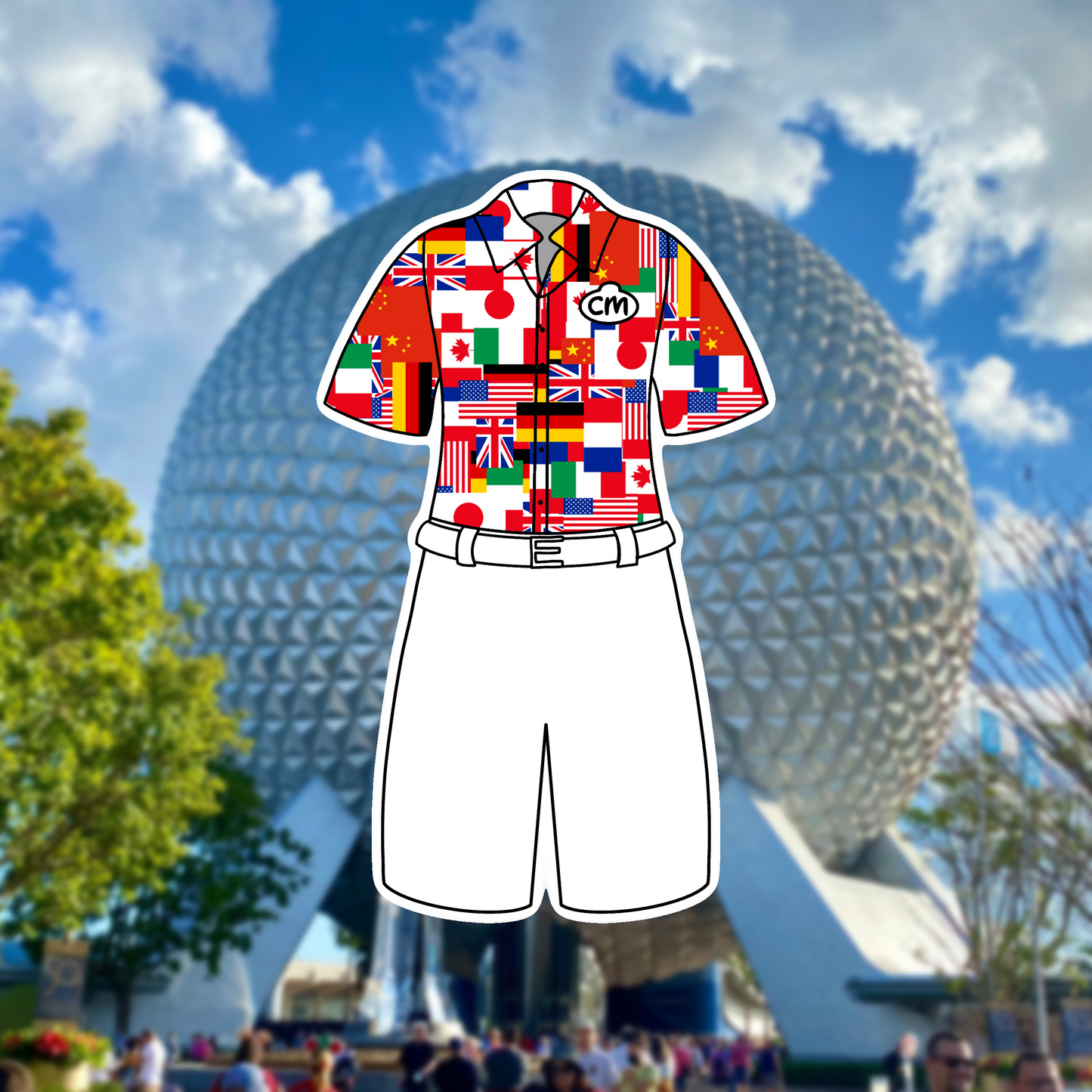 Flag World Showcase Cast Member Costume Glossy Sticker