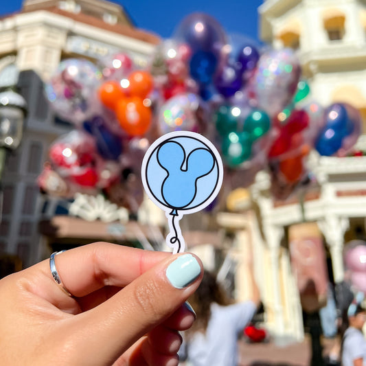 Blue Mouse Balloon Glossy Sticker