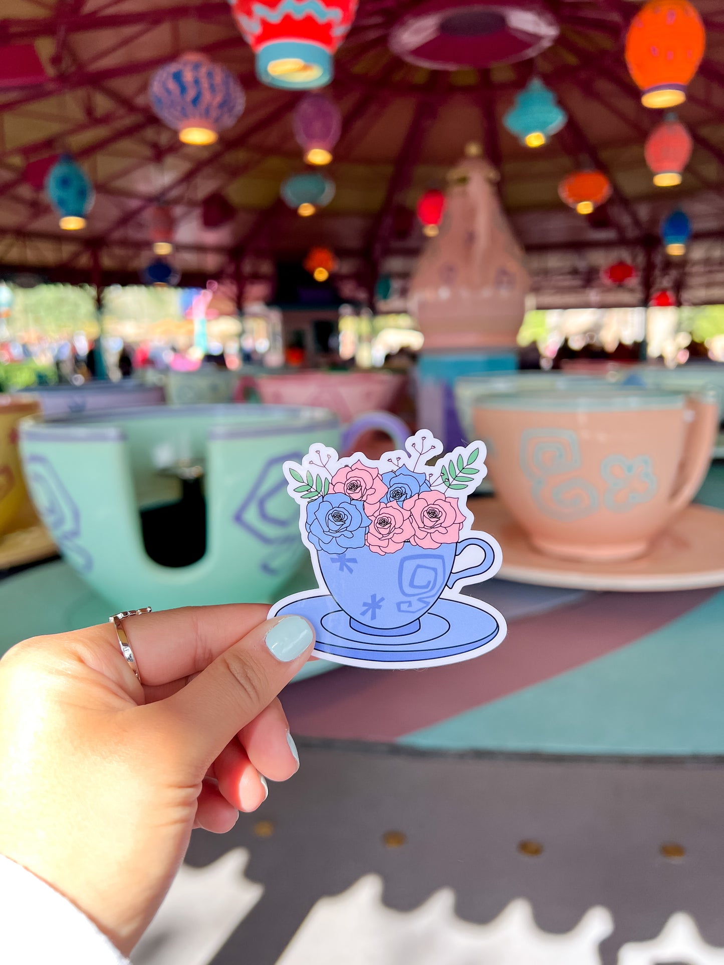 Floral Teacup Glossy Sticker