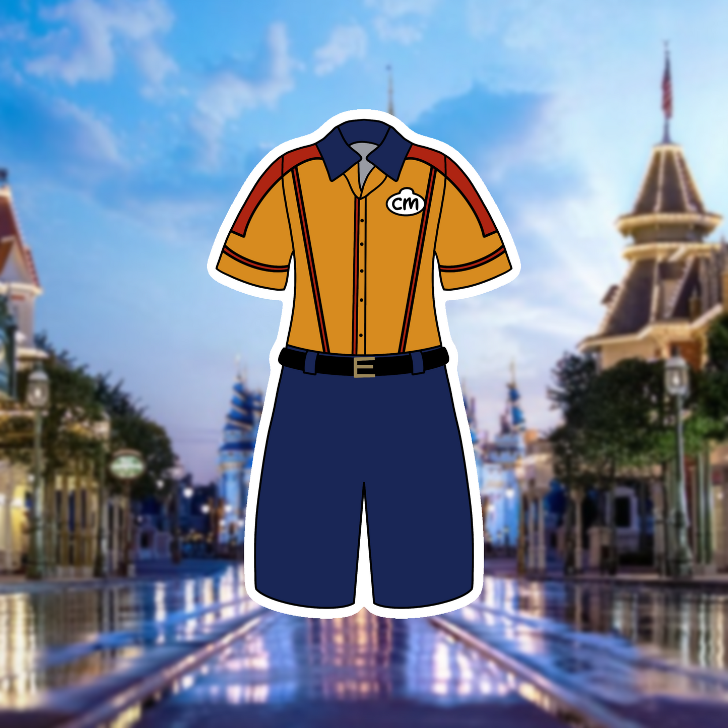 Main Street Park Arrival MK Cast Member Costume Glossy Sticker