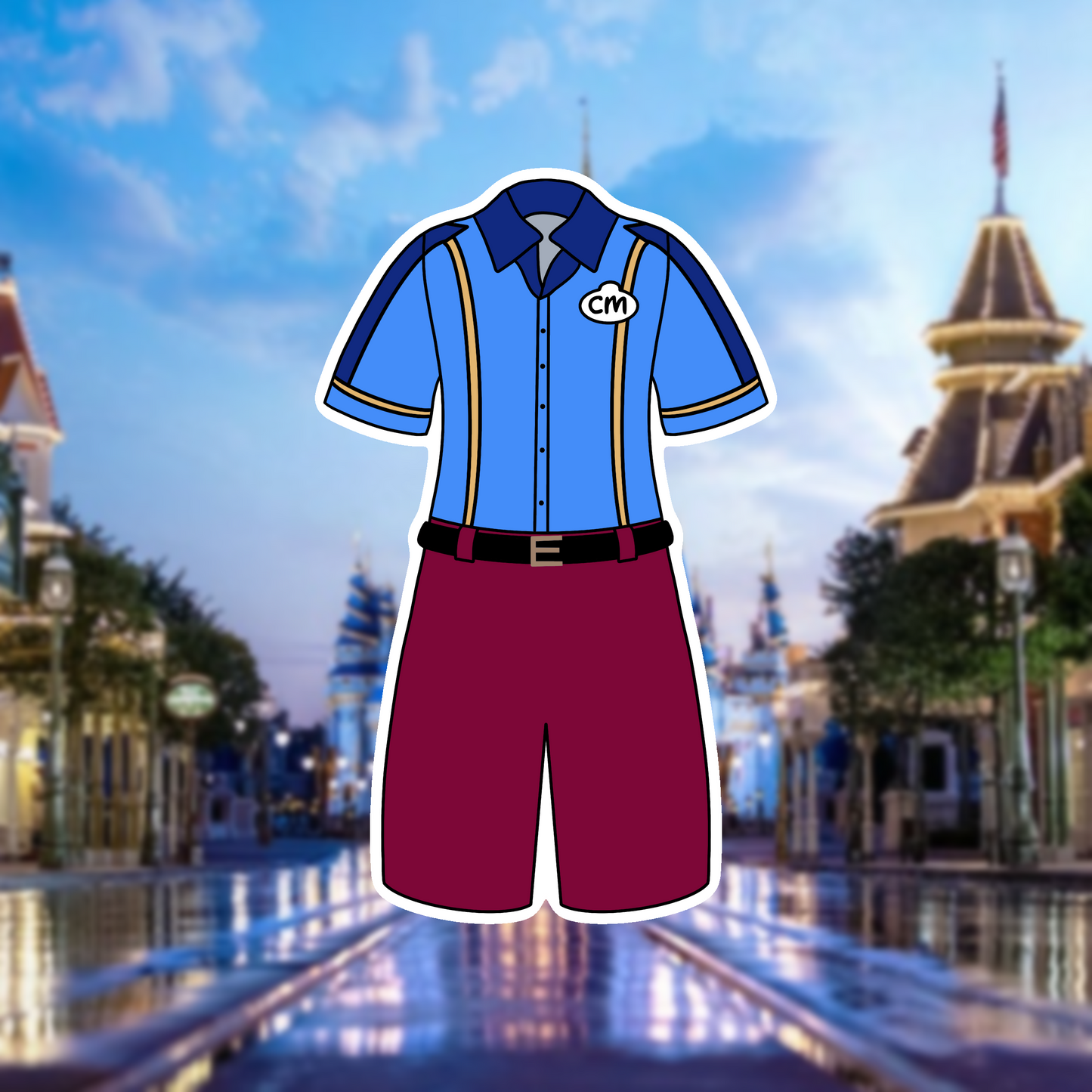 Main Street Park Arrival MK Cast Member Costume Glossy Sticker